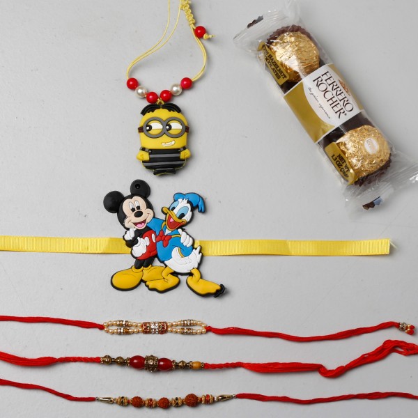 Set Of 5 Mixed Rakhis With Ferrero Rocher