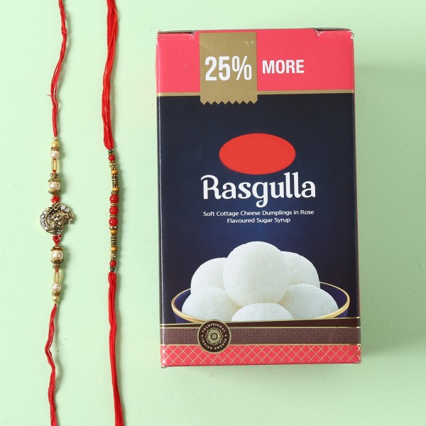 Set Of 2 Stunning Rakhis With Rasgulla 1 Kg
