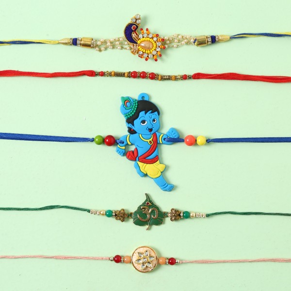 Set Of 5 Mixed Kids And Fancy Rakhi