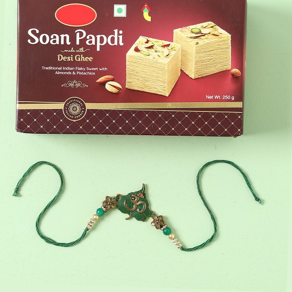 Soan Papdi And Designer Rakhi Combo