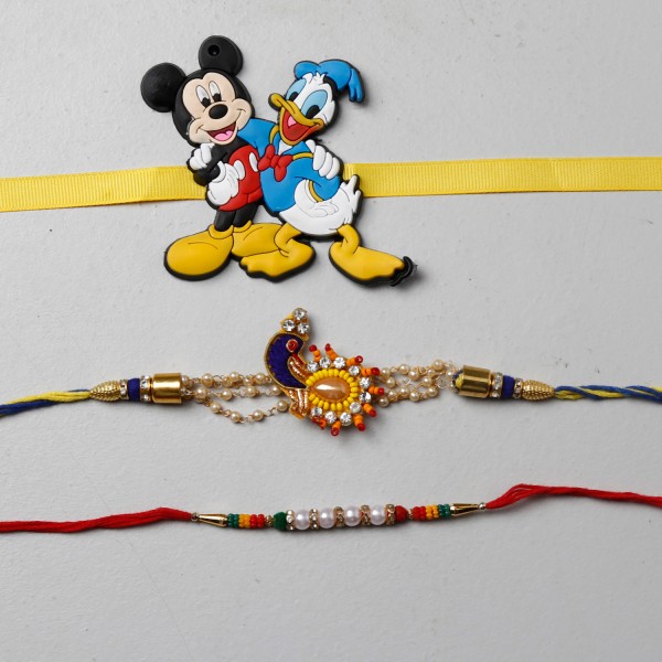 Colorful Designer And Kids Rakhi Set