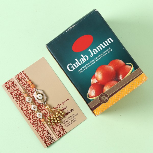 Lumba Rakhi Set And Gulab Jamun Sweet Combo