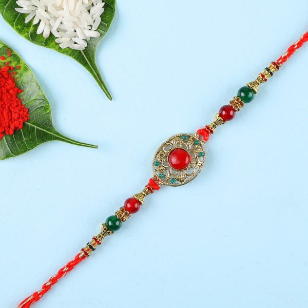 Designer Red Stone Rakhi