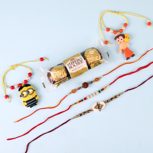 Beautiful Rakhi Set And Ferrero Rocher Combo