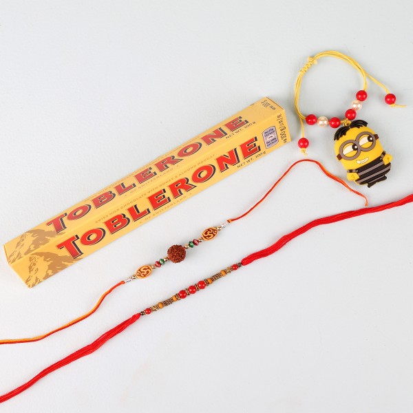 Minion And Designer Rakhis With Toblerone