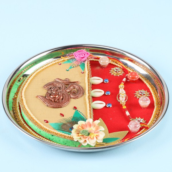 Designer Puja Thali With Rakhi