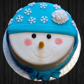 One Kg Snowman Theme Vanilla Fondant Cake