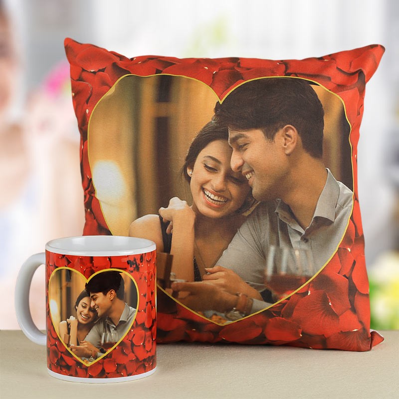 Combo of Personalised Photo Cushion and Coffee Mug