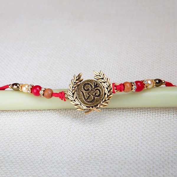 Beautiful Om Leaf Design Rakhi