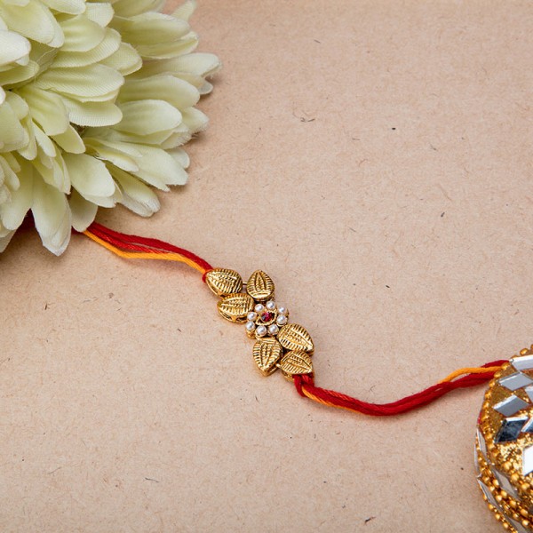 Antique Leaf Shaped Rakhi