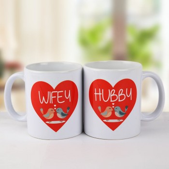 Printed White Mugs for Husband Wife