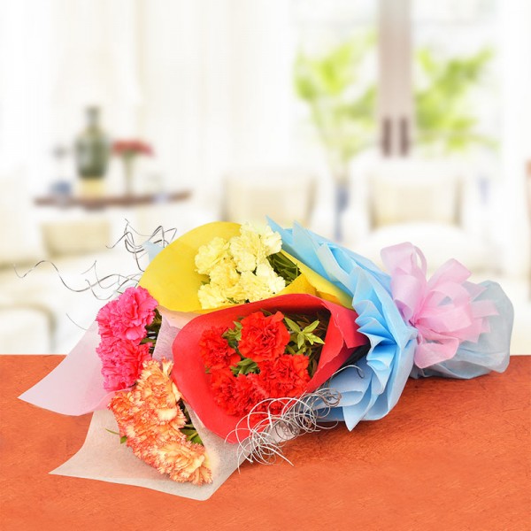 20 Carnations (Red,Yellow,Pink,Orange) Bouquet
