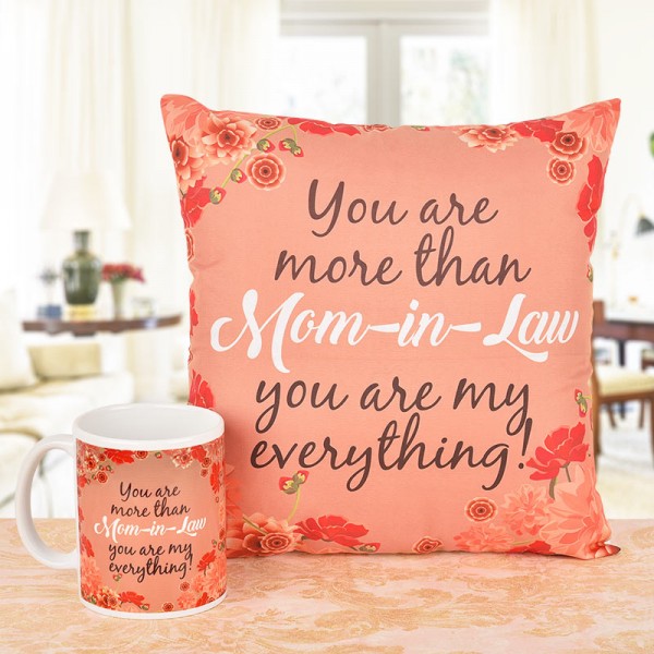 Printed Cushion and Coffee Mug for Mother in Law