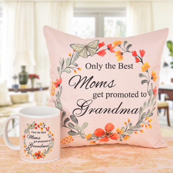 Printed Coffee Mug and Cushion for Grandmother