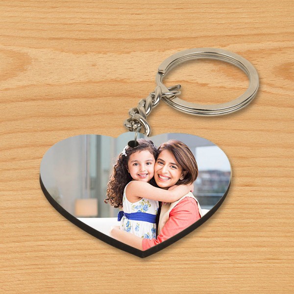 One Personalised Heart Shape Wooden Keychain