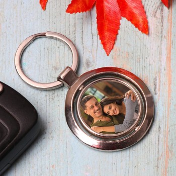 One Personalised Metal Round Keychain