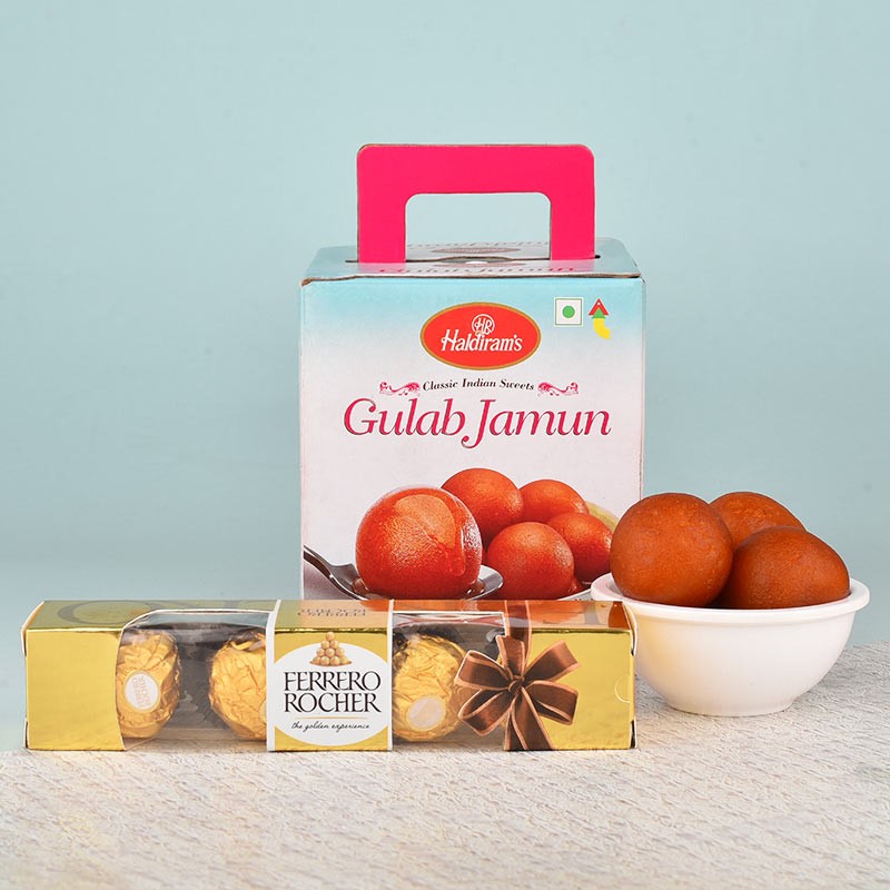 1 Kg Haldiram Gulab Jamun and 4 Pcs Ferrero Rocher Chocolates