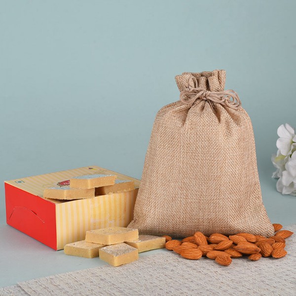 Almonds Potli N Kaju Katli MyFlowerTree