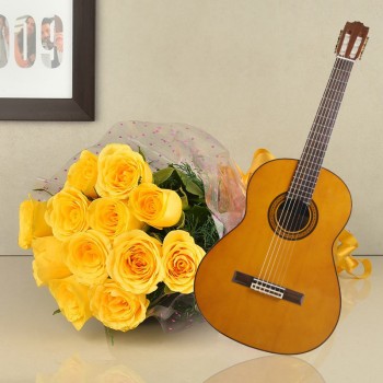12 yellow roses with Live song by guitarist