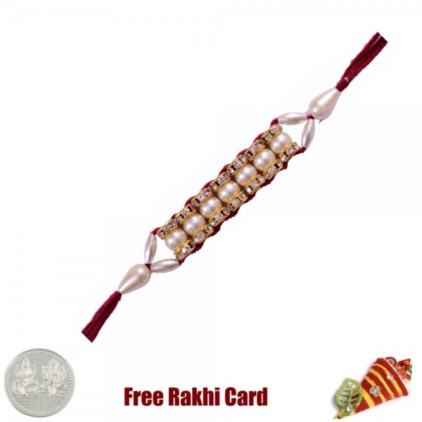 7 Pearl String Rakhi with Free Silver Coin