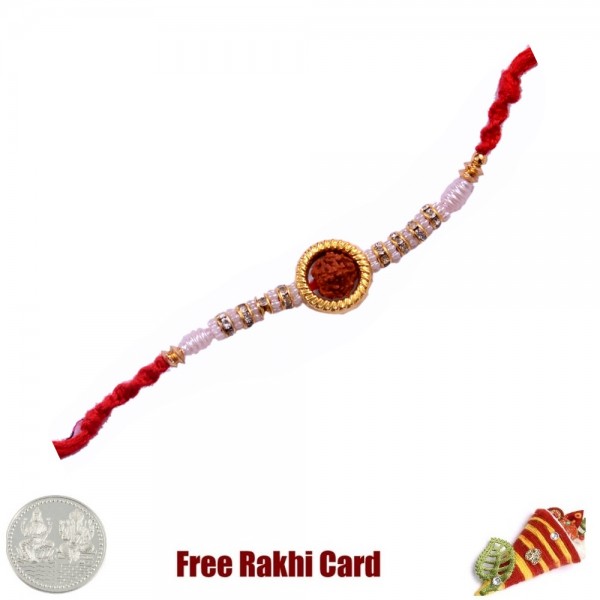 Striking Rudraksh Rakhi with Free Silver Coin