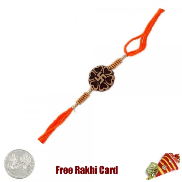 Traditional Swastik Rakhi with Free Silver Coin- MyFlowerTree