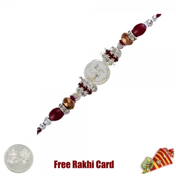 Striking Swastik Rakhi with Free Silver Coin