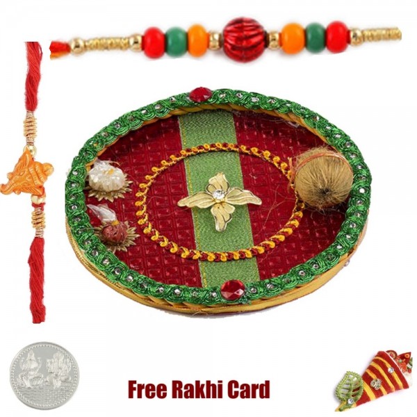 Flower Rakhi Thali with Free Silver Coin