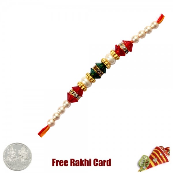 Colorful Fancy Rakhi with Free Silver Coin- MyFlowerTree