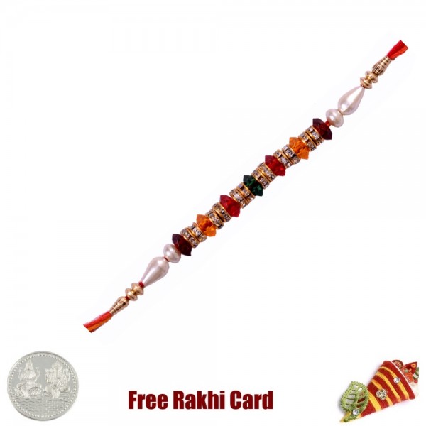 Handcrafted Fancy Rakhi with Free Silver Coin