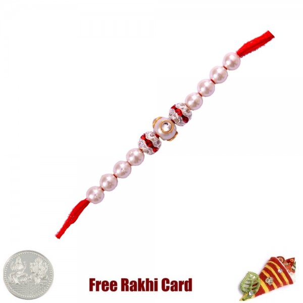 Big Pearl Rakhi with Free Silver Coin