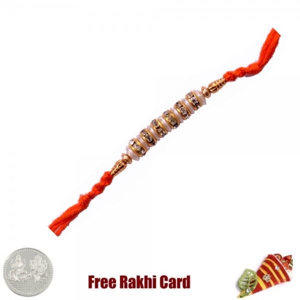 Pearl Moti Rakhi with Free Silver Coin