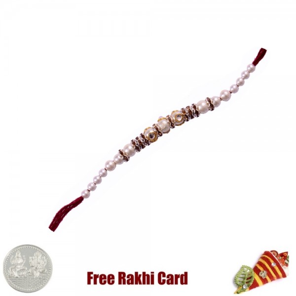 Pearl Bracelet Rakhi with Free Silver Coin