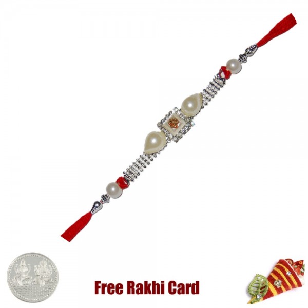 Om Pearl Rakhi Rakhi with Free Silver Coin