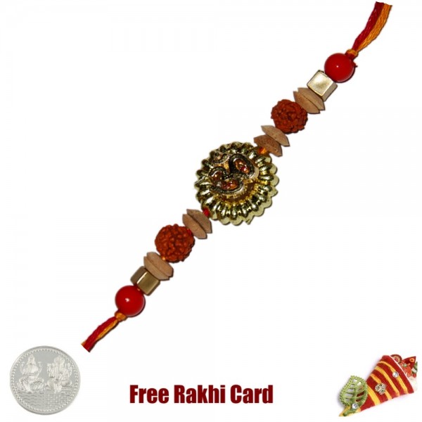 Om Rudrakh Fancy Rakhi with Free Silver Coin