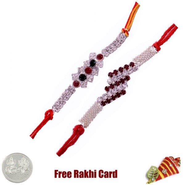 Set of 2 White Stone Rakhi