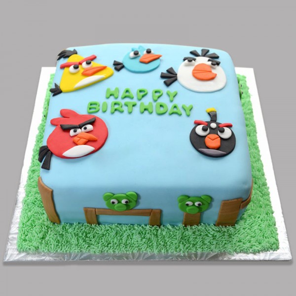 Online Customised angry bird themed Cakes engagement cakes cupcakes  butter cream cakes fresh cream cakes