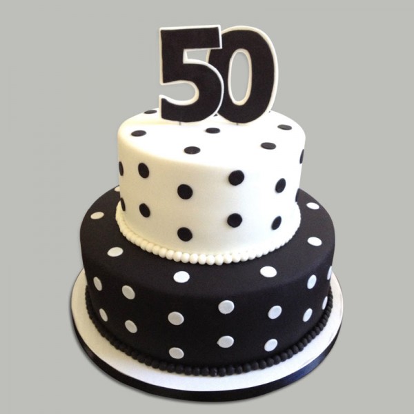 2.5 Kg 2 Tier Chocolate Fondant Cake for 50th Anniversary or Birthday Celebrations