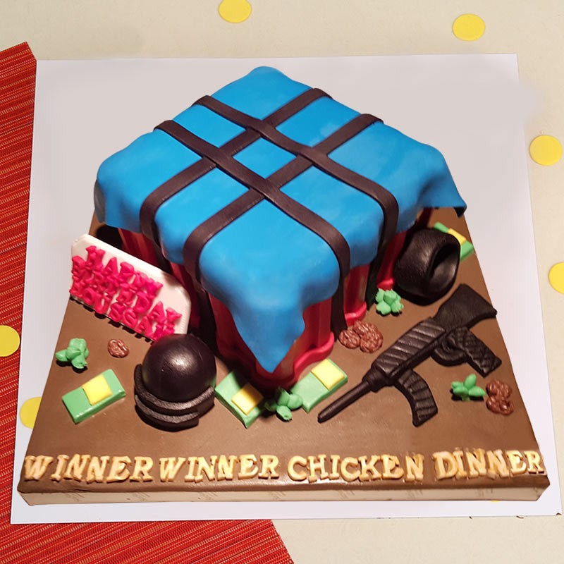 1.5 Kg PUBG Theme Chocolate Fondant Cake