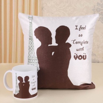 Love Theme Printed Mug and Cushion