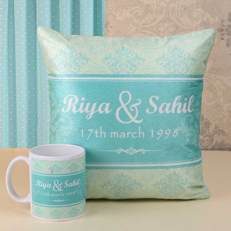 Personalised Name Printed Cushion and Coffee Mug