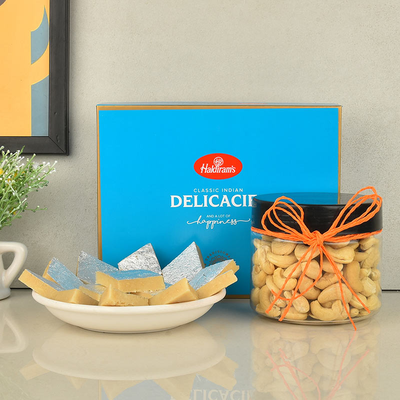 Kaju Katli with Cashew Nut Jar