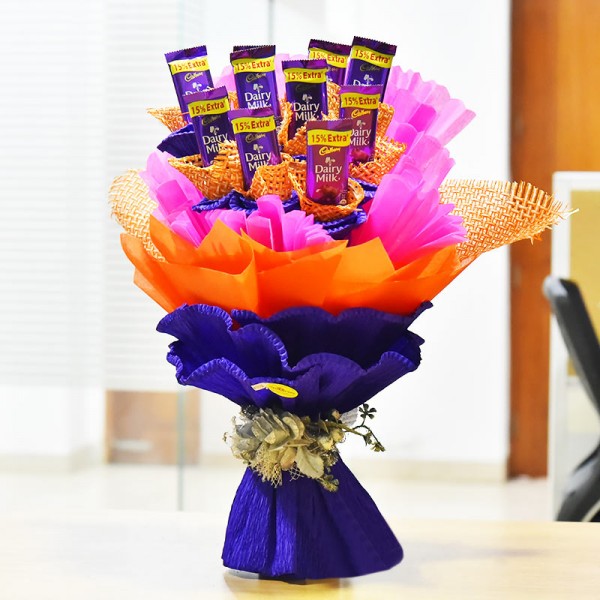 An Chocolate Bouquet of 10 Dairy Milk Chocolates of 13 gms each