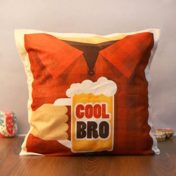 Cheers to Cool Bro Printed Cushion