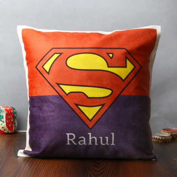 One Superman Theme Personalised Cushion 