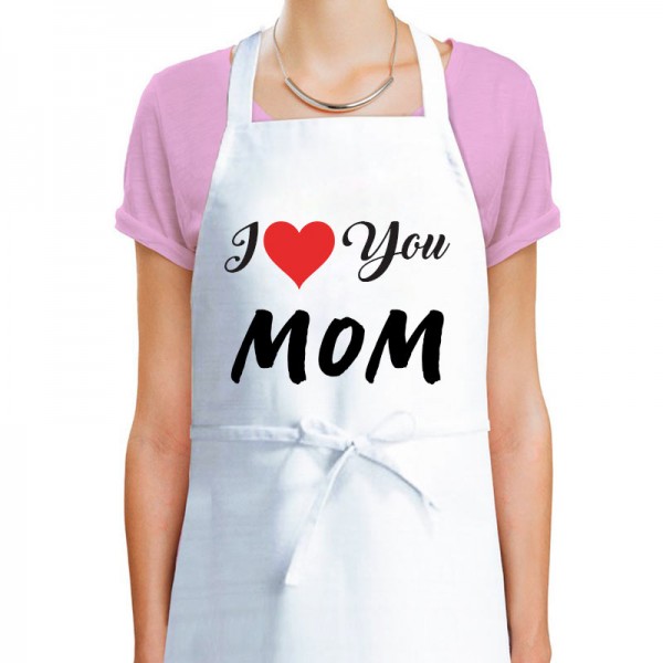 I Love You Mom Printed Apron