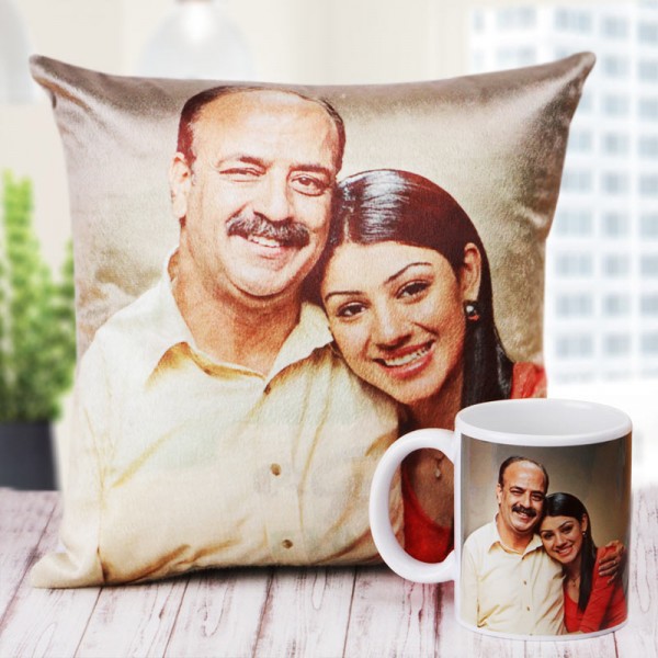 The Best Dad Ever Combo of Personalised Cushion and Coffee Mug