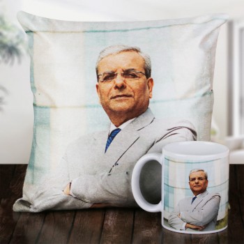 Personalised Combo of Cushion and Coffee Mug for Dad