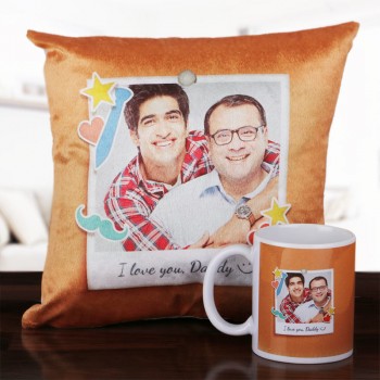 Best Dad Combo of Personalised Cushion and Coffee Mug
