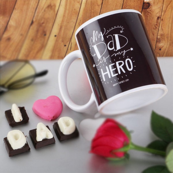 Printed Mug for Dad with Homemade Chocolates
